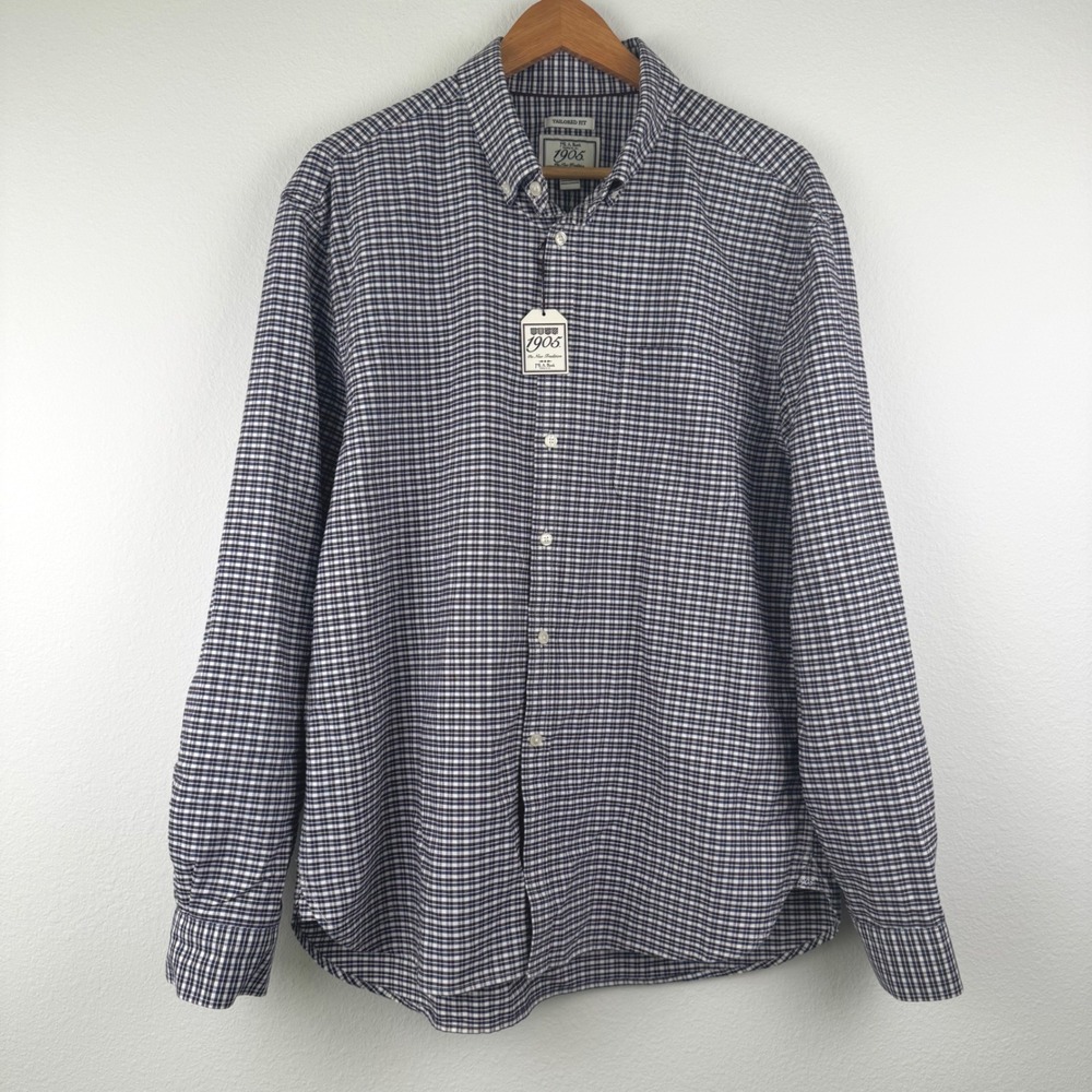Jos. A. Bank 1905 Shirt Mens 2X Blue Plaid NEW Tailored Fit Cotton Casual